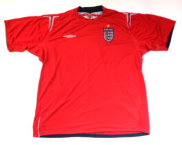 2004/06 ENGLAND Away Football Shirt XXL 2XL Red Umbro