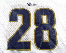 St. Louis RAMS NFL Shirt Reebok M Medium Jersey Navy White #28 Marshall Faulk