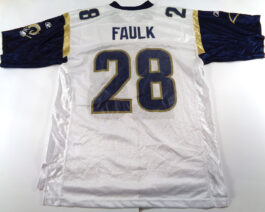 St. Louis RAMS NFL Shirt Reebok M Medium Jersey Navy White #28 Marshall Faulk