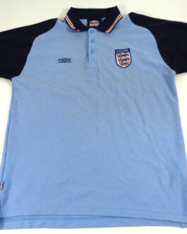 1999/00 ENGLAND Training Polo Football Shirt M Medium Blue Umbro