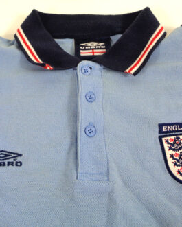 1999/00 ENGLAND Training Polo Football Shirt M Medium Blue Umbro