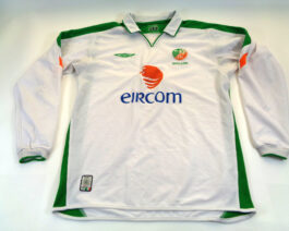 2003/05 IRELAND Away L/S Football Shirt M Medium White Umbro