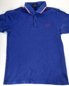 FRED PERRY Polo Shirt Casual Classic Blue Size M Medium