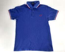 FRED PERRY Polo Shirt Casual Classic Blue Size M Medium