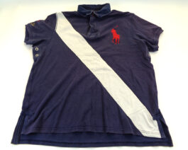 RALPH LAUREN Yacht Club Polo Shirt Casual Vintage Classic Navy Blue XL Extra Large