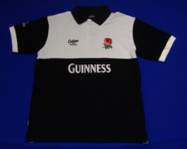 ENGLAND Rugby Union Polo Shirt Jersey Vintage Black M Medium Cotton Traders