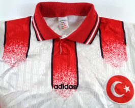 1996 TURKEY Away Football Shirt L Large White Adidas